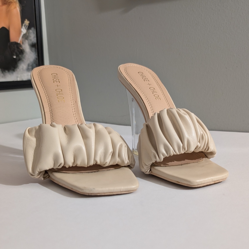 Chase + Chloe Beige Heeled Mules - Picture 4 of 5
